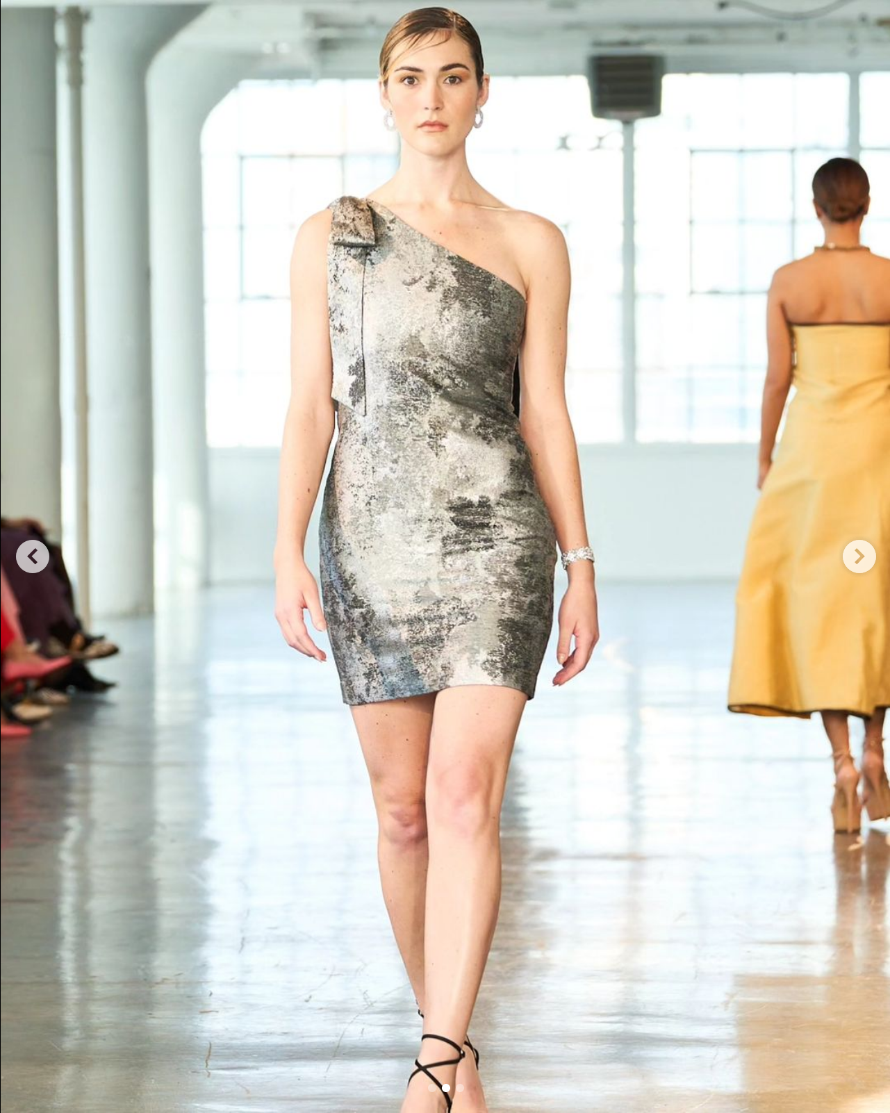 One shoulder silver and gray dress