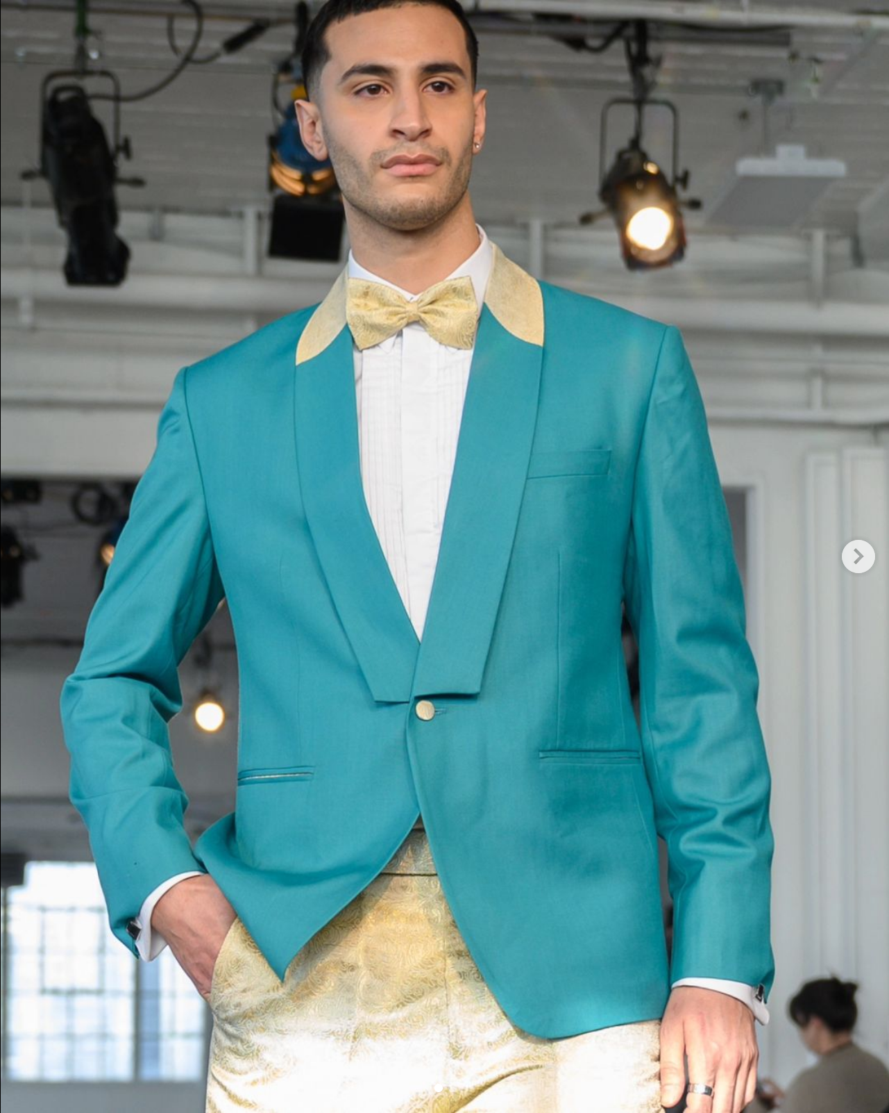 Turquoise and Yellow Tuxedo