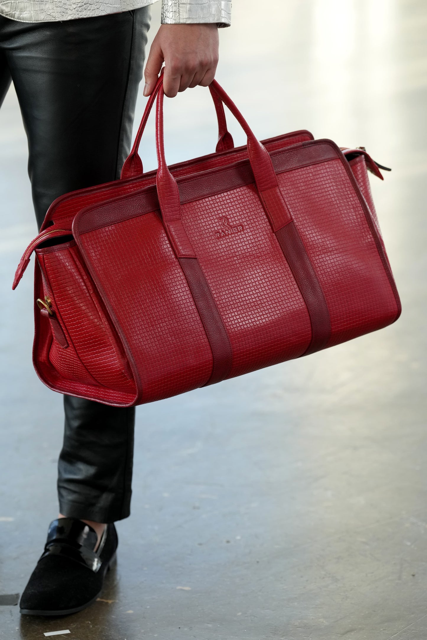 Crimson Legacy - Embossed Leather Travel Bag