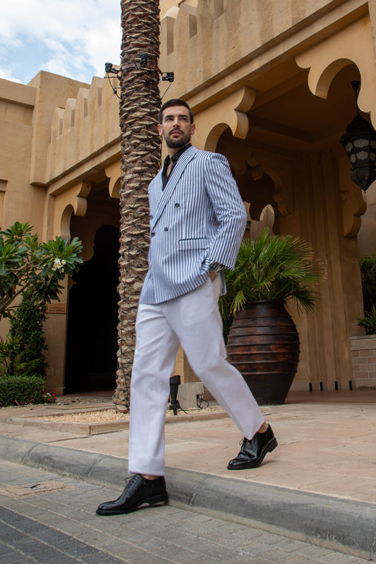 Modern Striped Double-Breasted Suit