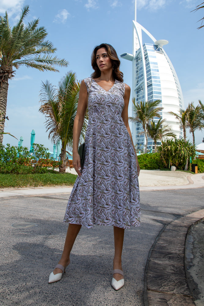 Elegant White and Blue Dress
