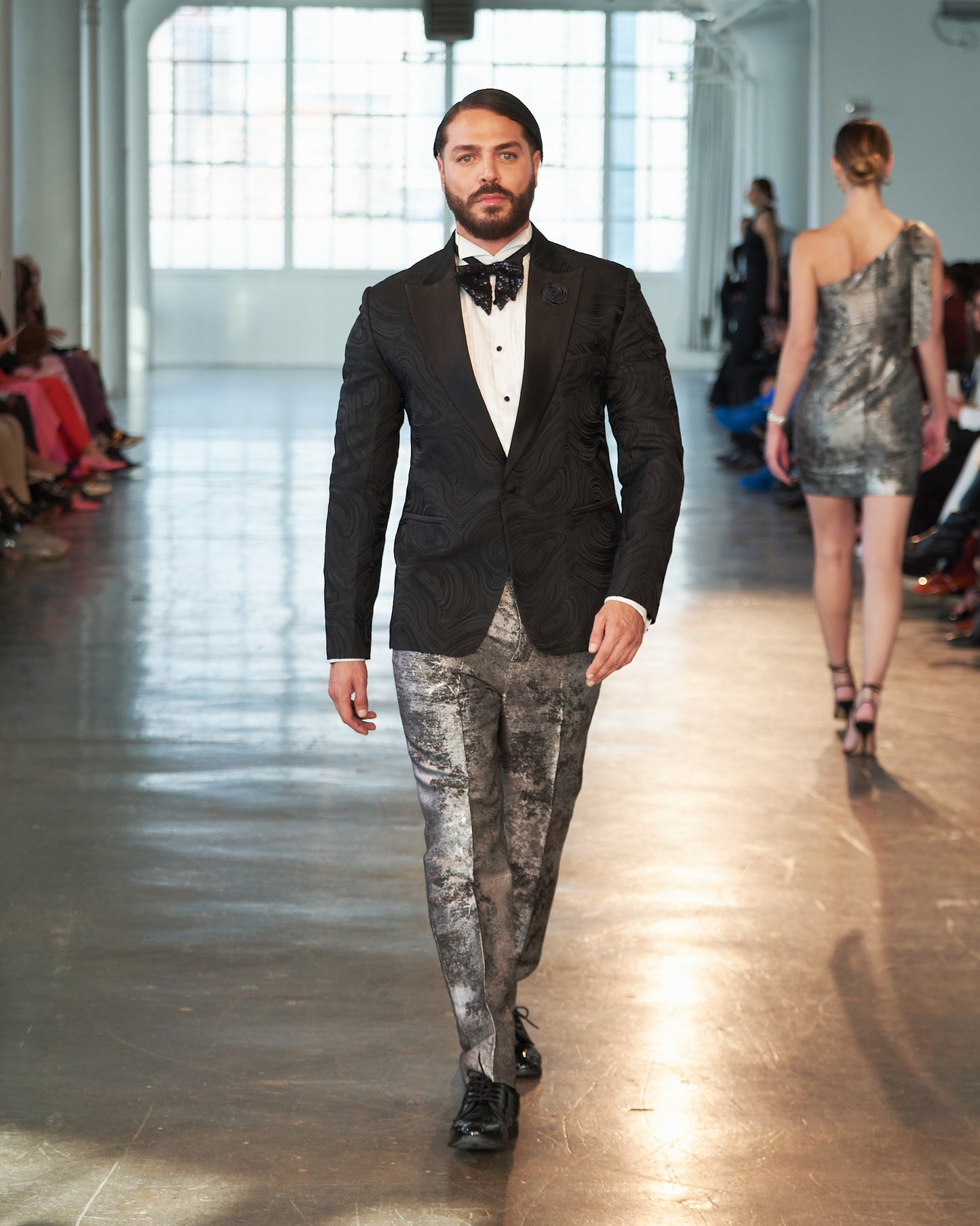 Shimmery Silver and Gray Trousers Tuxedo
