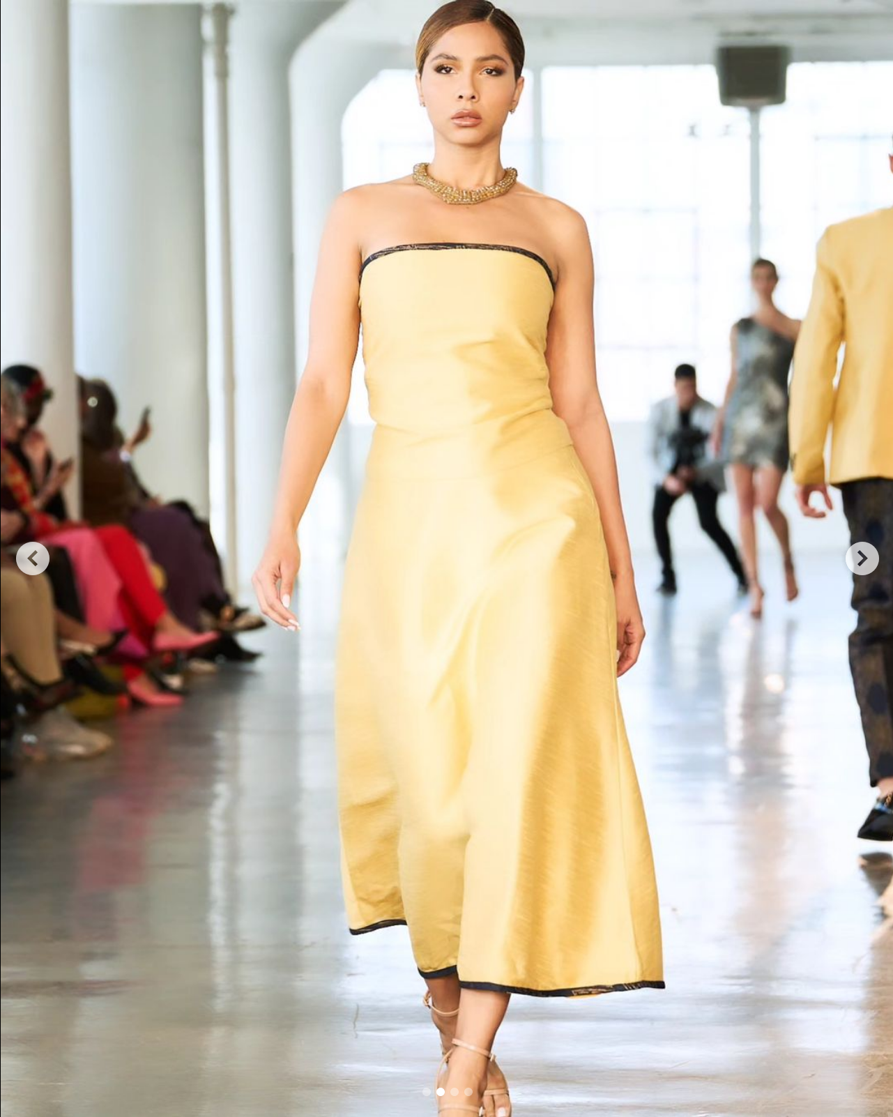 Sleek golden two piece women's ensemble