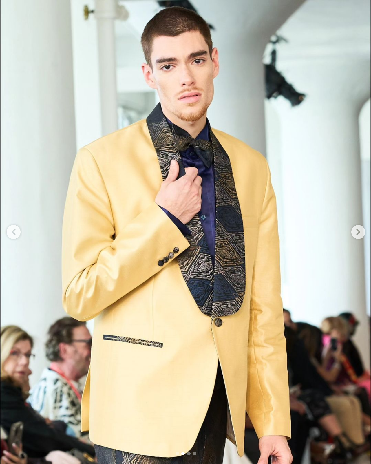 Golden and Blue Textured Fabric Tuxedo