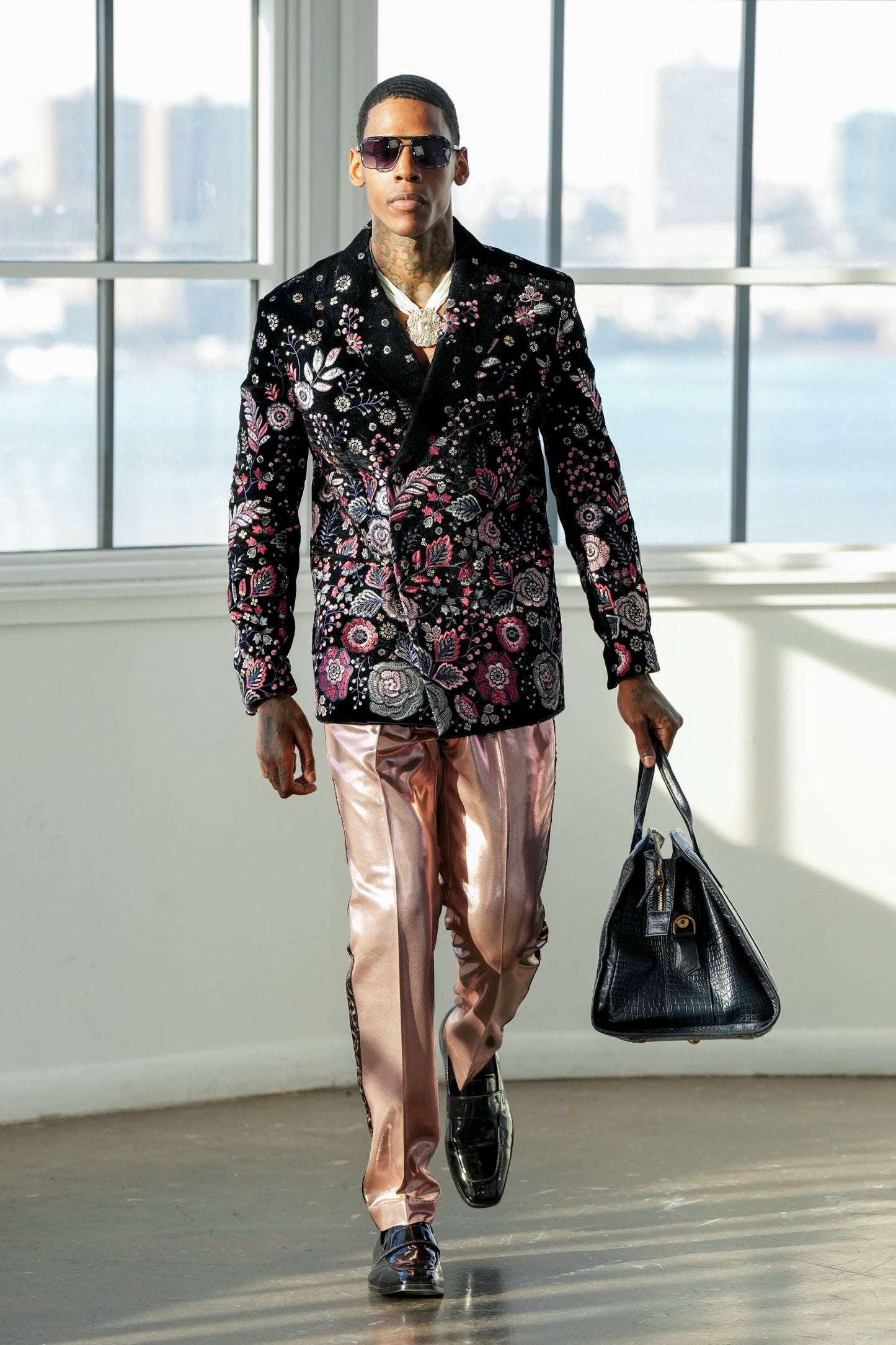 The Empire Garden Velvet Blazer & Satin Trousers Set