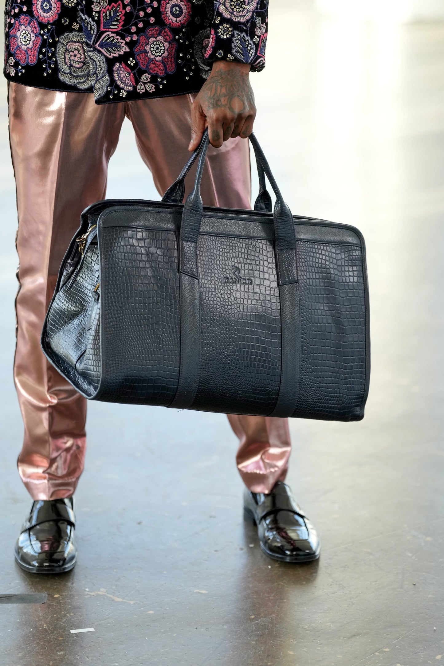 Midnight Reign - Croc-Embossed Weekender Bag